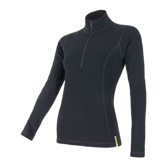Dámské tričko s dlouhým rukávem a zipem SENSOR Merino DF Zip černá