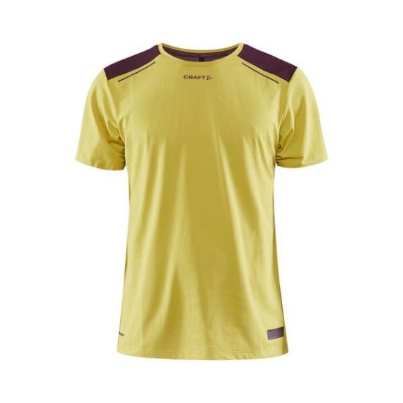 Pánské ultralehké běžecké triko Craft PRO Hypervent SS žlutá s fialovou