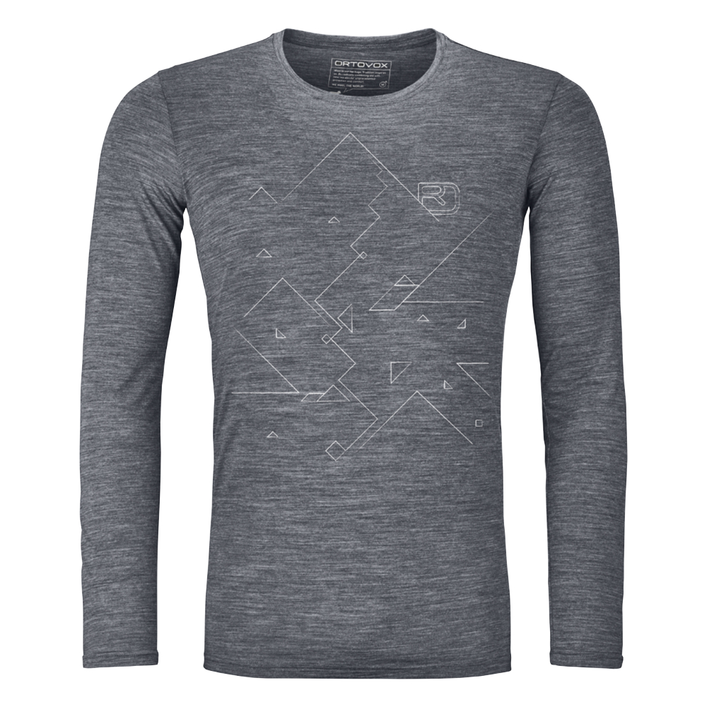 Pánské funkční tričko Ortovox 185 Merino Tangram LS Grey Blend L