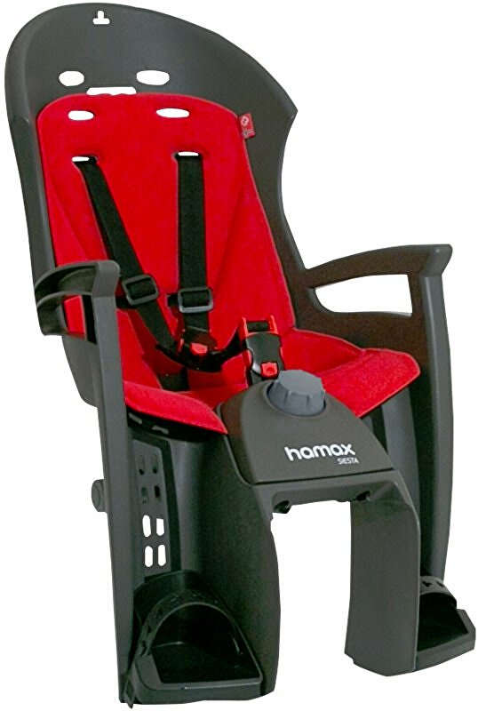 Zadní dětská sedačka na nosič Hamax Siesta plus šedo/červená