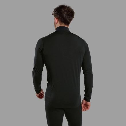 Tričko Montane Malli Long Sleeve Zip black L na muži, focené zezadu. (2)