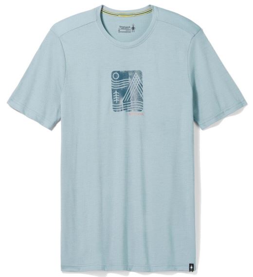 Pánské tričko Smartwool Mountain Breeze Graphic Short Sleeve Tee Slim Fit Lead