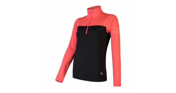 Dámská funkční mikina SENSOR Coolmax Thermo zip černá/korál