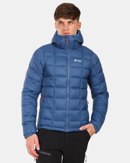 Pánská prošívaná bunda Kilpi REBEKI-M černá 3XL na modelu v modré variantě, focená zepředu.