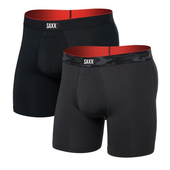 Set pánských boxerek Saxx Multi-Sport Mesh Boxer Brief Fly 2Pk Remote Camo Wb/Black