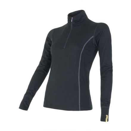 Dámské funkční tričko s dlouhým rukávem, stojáčkem a zipem SENSOR Merino Active černá