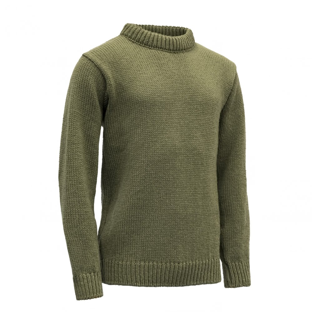 Unisex turistický svetr Devold Nansen Wool Sweater Olive XXL