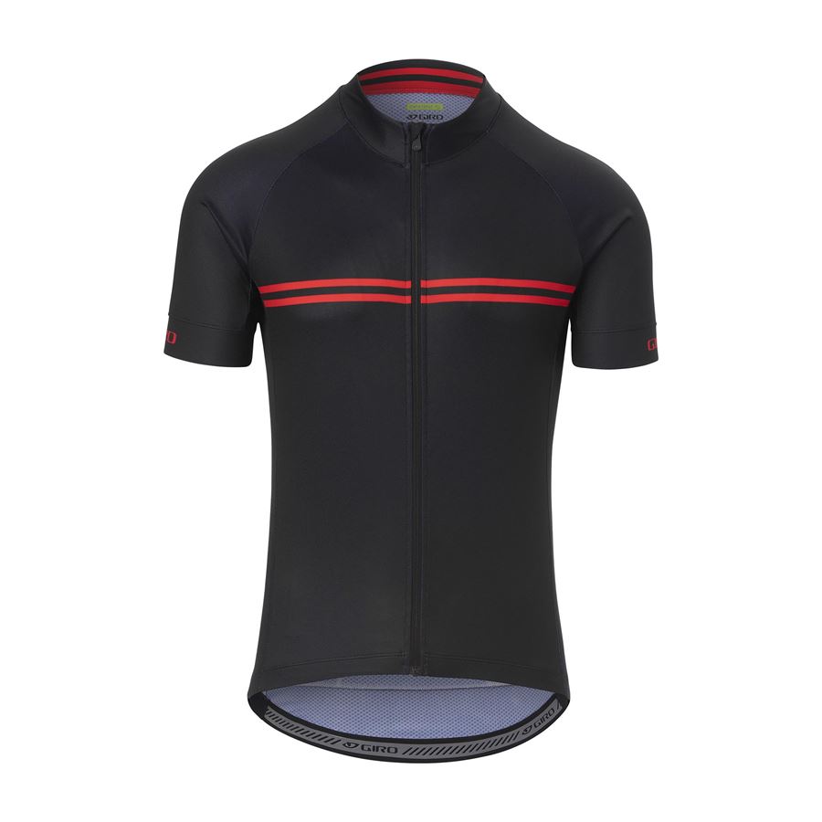 Pánský cyklistický dres GIRO Chrono Sport Jersey Black/Red Classic Stripe L