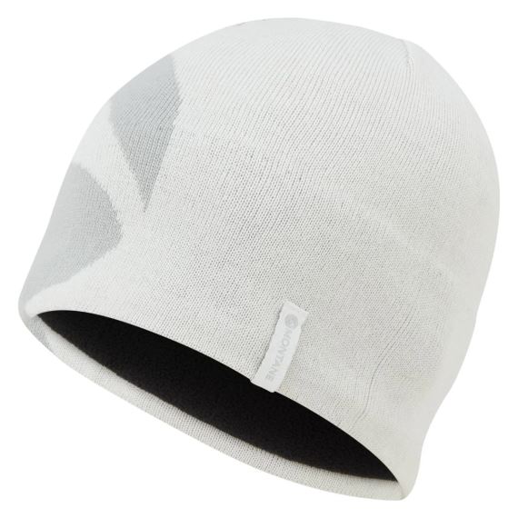Čepice Montane Jango Roundel Beanie black ONE SIZE, detailní pohled zepředu s tmavou podšívkou a logem.