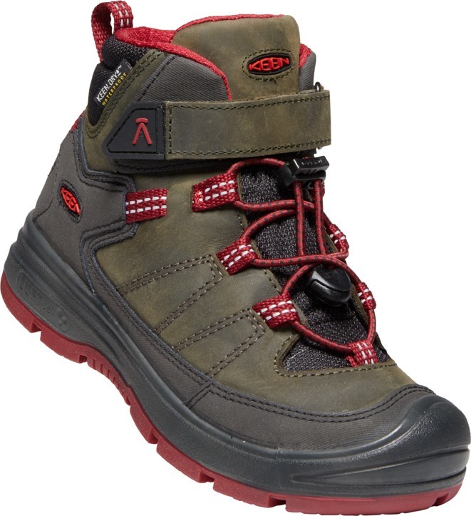 Dětské boty KEEN Redwood Mid WP Youth steel grey/red dahlia EU 34