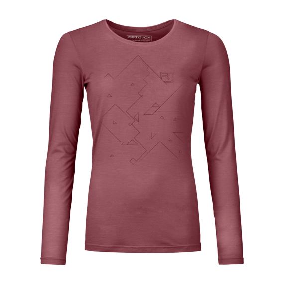 Dámské funkční tričko Ortovox W's 185 Merino Tangram LS Mountain Rose