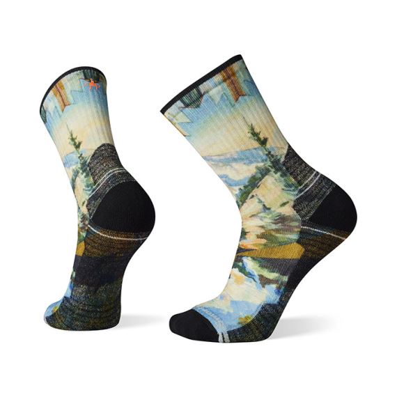 Ponožky Smartwool Hike Light Cushion Mountain Print Crew Socks Mist Blue