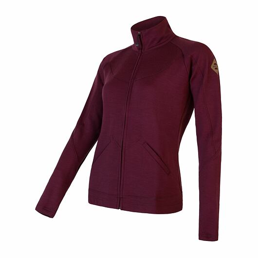 Sensor Merino Upper dámská mikina celozip port red L