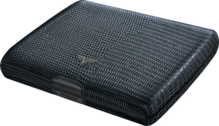 Peněženka Papers &amp; Cards RAY - leather Black Iguana