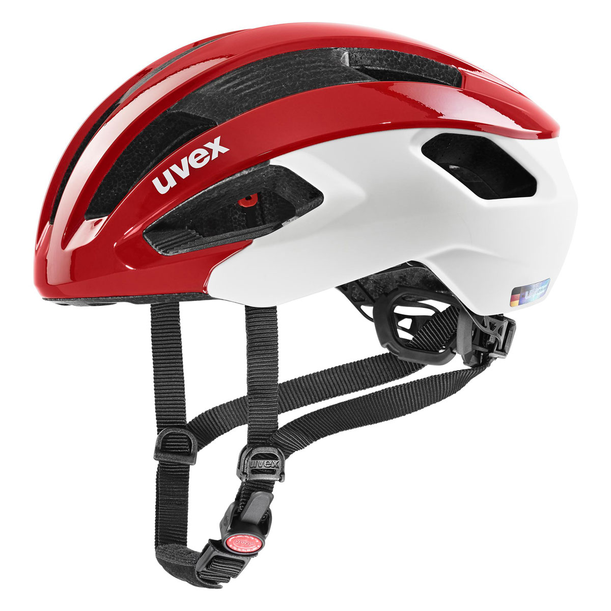 Cyklistická helma Uvex RISE CC, Red - White Mat 52-56cm