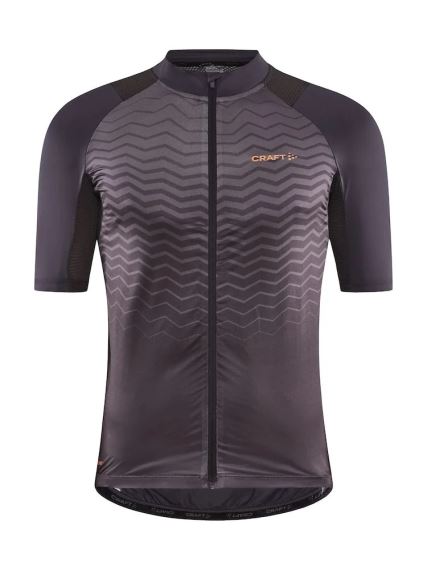 Pánský cyklodres CRAFT ADV Endur šedá, přední pohled na cyklistický dres s vlnovkovým vzorem.