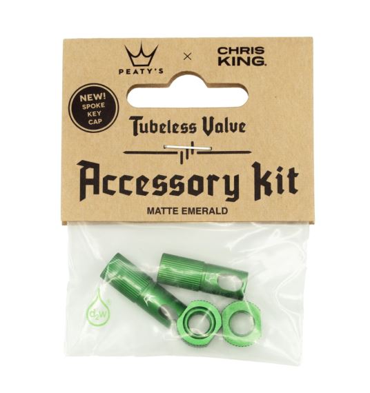 Sada příslušenství k ventilkům Peaty's X Chris King MK2 Tubeless Valves Acessory Kit emerald