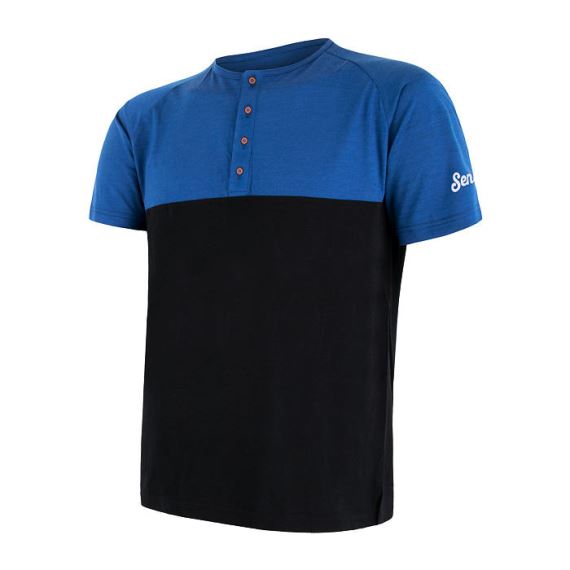 Pánské funkční tričko s krátkým rukávem SENSOR Merino Air PT modrá/černá