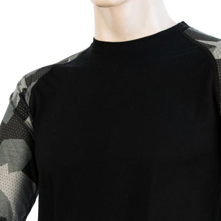 Pánské funkční tričko s dlouhým rukávem SENSOR Merino Impress černá/camo (2)