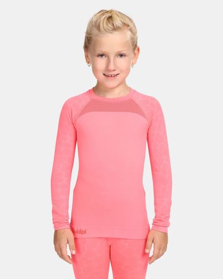 Dívka modelující Dívčí termo tričko Kilpi CAROL-JG růžová zepředu.