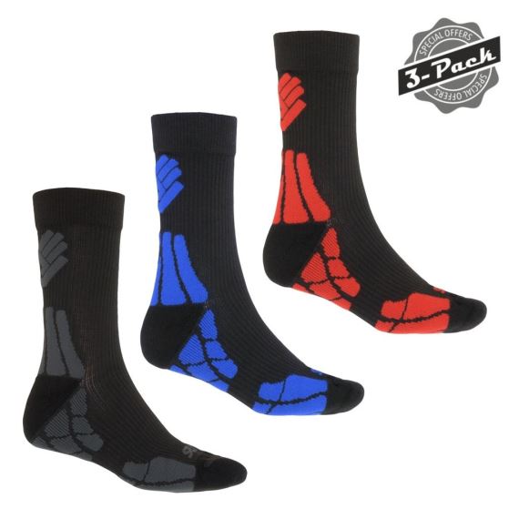 Ponožky SENSOR Hiking Merino Wool 3-Pack šedá/červená/modrá