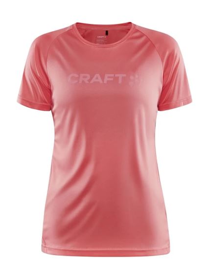 Dámské triko CRAFT CORE Essence Logo červená, přední pohled na červené triko s logem.