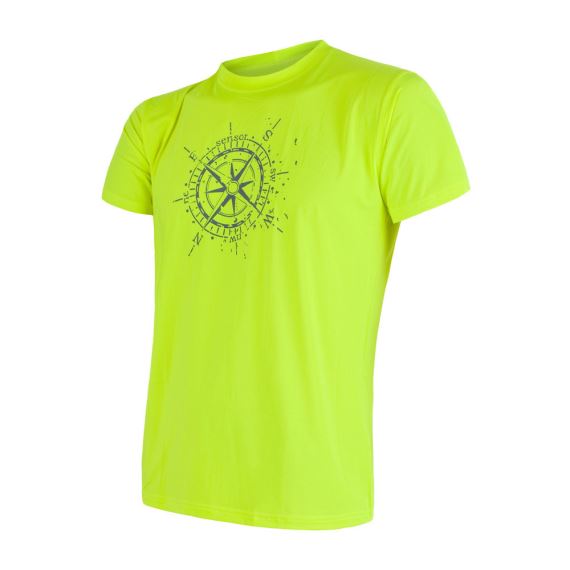 Pánské tričko s krátkým rukávem a potiskem SENSOR Coolmax Fresh PT Compass reflex žlutá