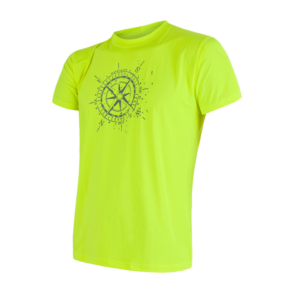 Pánské tričko s krátkým rukávem a potiskem SENSOR Coolmax Fresh PT Compass reflex žlutá M