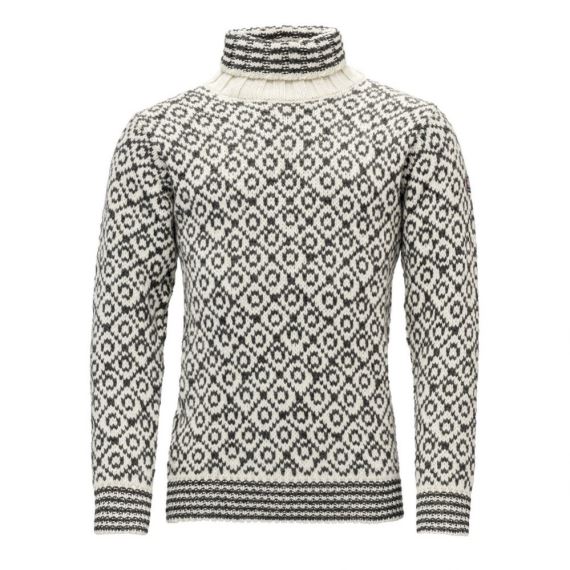 Unisex turistický svetr Devold Svalbard Wool High Neck Offwhite/Anth.
