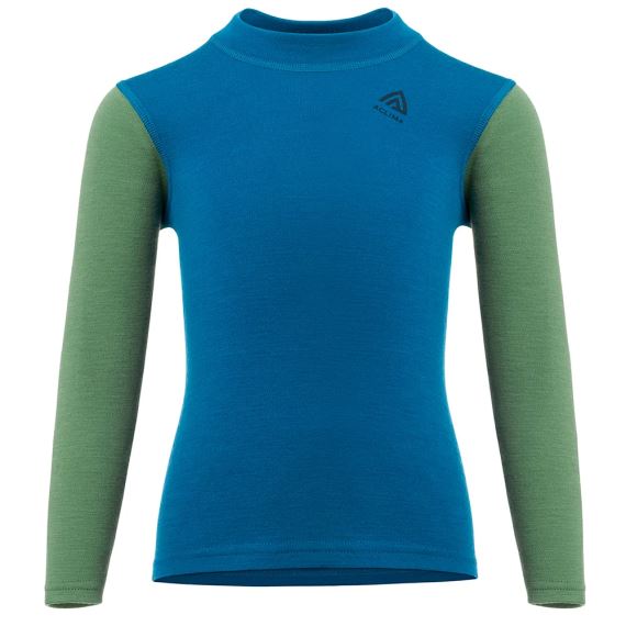 Dětské tričko Aclima WarmWool Crew Neck corsair / dill