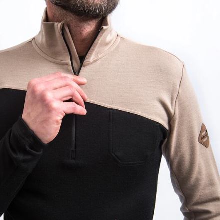 Pánská mikina dl.rukáv zip Sensor MERINO EXTREME UP černá/almond beige (2)