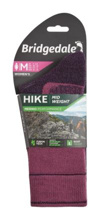 Ponožky Bridgedale Hike Midweight Boot Merino Performance Women's berry/352 (2)