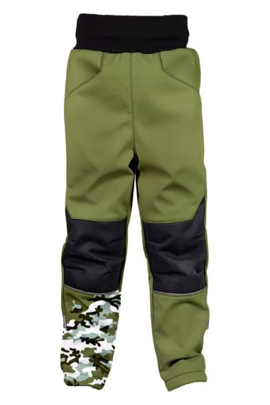 Dětské zateplené softshellové kalhoty WAMU Maskáč khaki