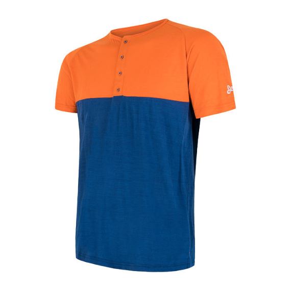 Pánské funkční tričko s krátkým rukávem SENSOR Merino Air PT oranžová/modrá