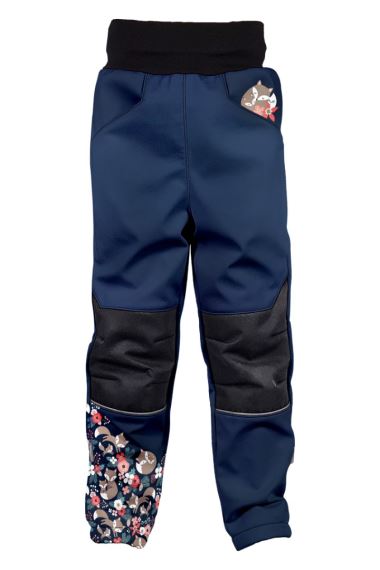 Dětské zateplené softshellové kalhoty WAMU Lišky tmavě modrá