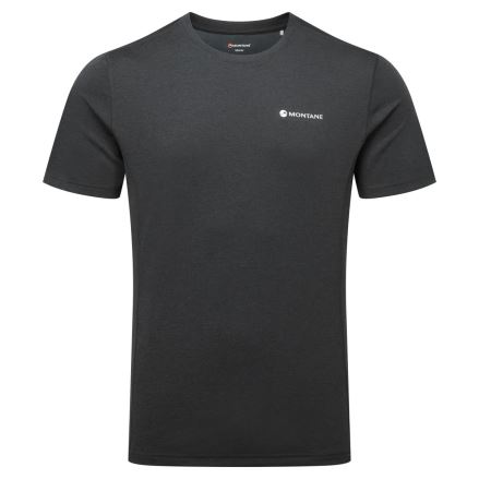Černé Tričko Montane Dart black XS zobrazené zepředu s logem na hrudi.