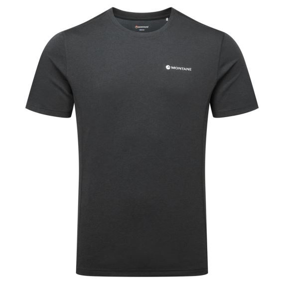 Černé Tričko Montane Dart black XS zobrazené zepředu s logem na hrudi.