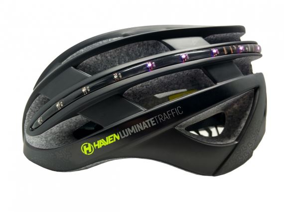 Cyklistická helma Haven Luminate Traffic + remote control černá