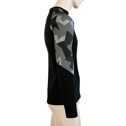 Pánské funkční tričko s dlouhým rukávem SENSOR Merino Impress černá/camo (1)
