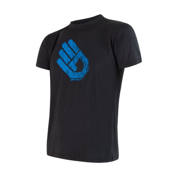 Pánské tričko s krátkým rukávem a potiskem SENSOR Coolmax Fresh PT Hand černá