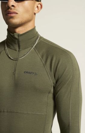 Detail horní části Pánského funkčního trika CRAFT ADV Wool Merino HZ zelená. (5)