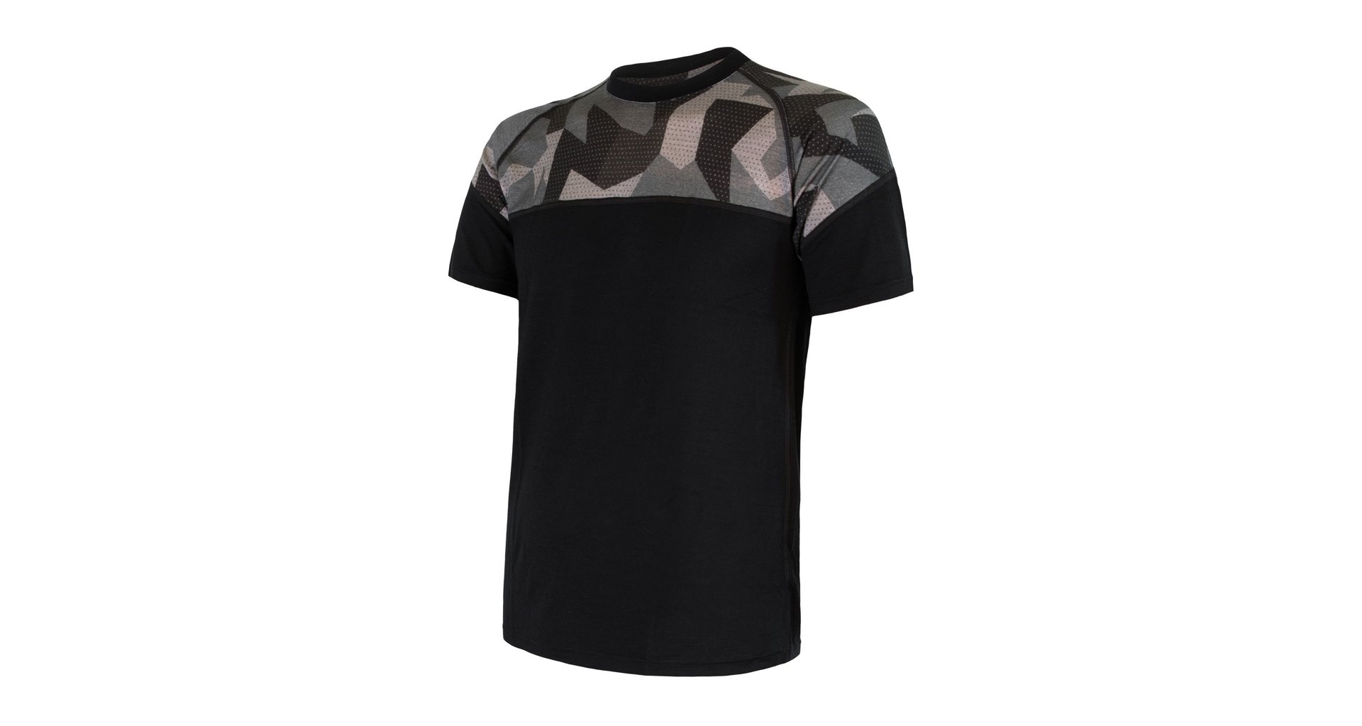 Pánské funkční triko SENSOR Merino Impress kr.rukáv černá/camo L