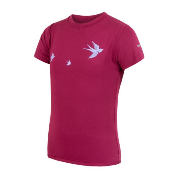 Dětské funkční tričko s krátkým rukávem a potiskem SENSOR Coolmax Fresh PT Swallow lilla