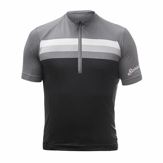 Pánský cyklistický dres kr. rukáv Sensor Cyklo Tour black stripes L