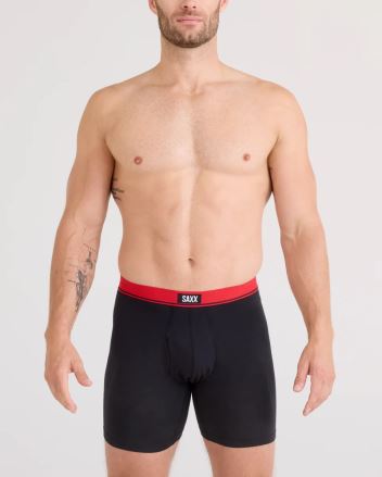 Pánské boxerky SAXX Essential Cotton (3 Pack) Boxer Brief red/navy/turbulence waistband (1)