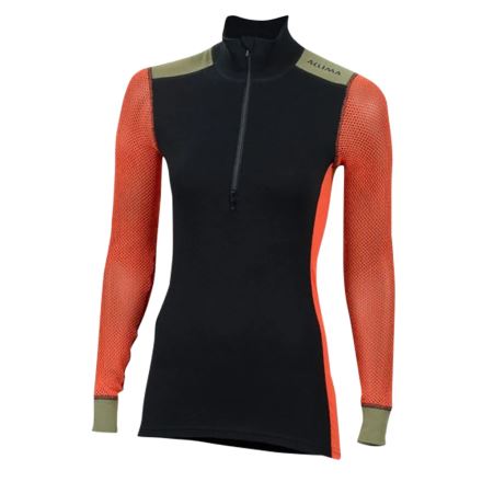 Dámské termotriko Aclima WoolNet Hiking Mock Neck jet black/poinciana/capulet
