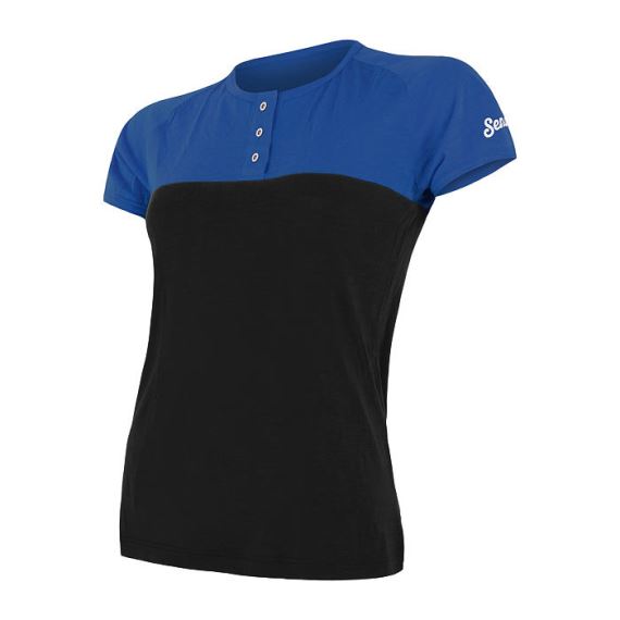 Dámské funkční tričko s krátkým rukávem SENSOR Merino Air PT modrá/černá