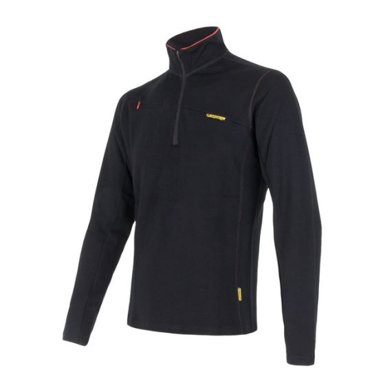 Pánská funkční mikina SENSOR Merino Upper krátký zip černá