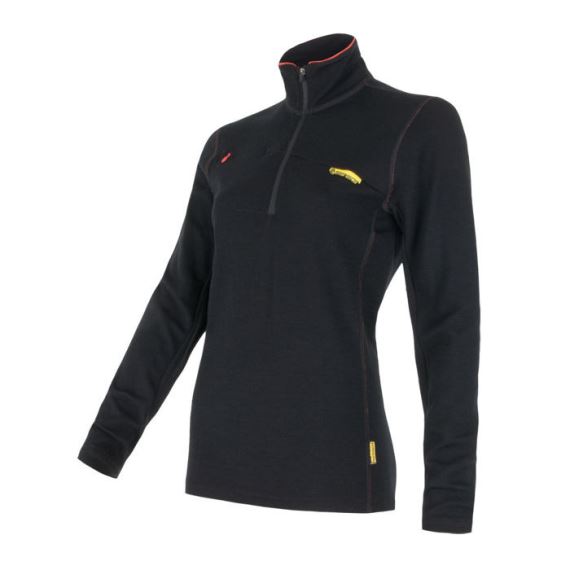 Dámská funkční mikina SENSOR Merino Upper krátký zip černá