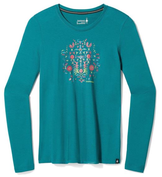 Dámské tričko s dlouhým rukávem Smartwool W Floral Tundra Graphic Long Sleeve Tee Almond heather
